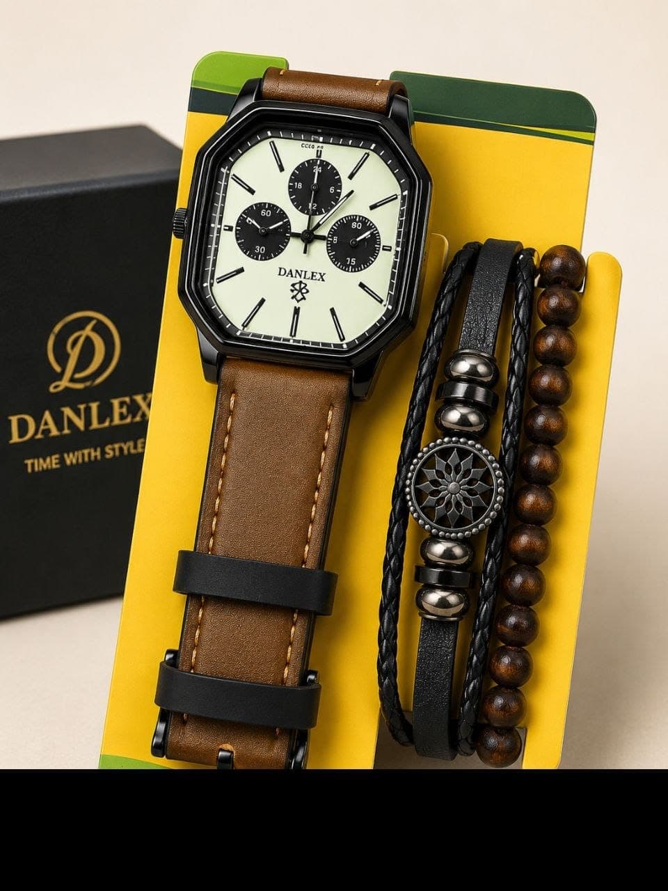 2in1 Danlex Leather Wrist Watch